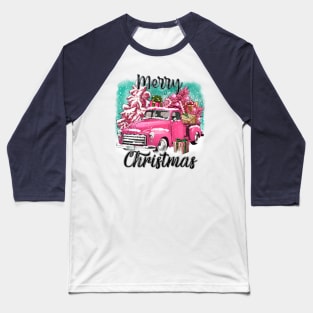 Pink rustic truck, vintage Christmas truck, merry Christmas, pink Christmas Baseball T-Shirt